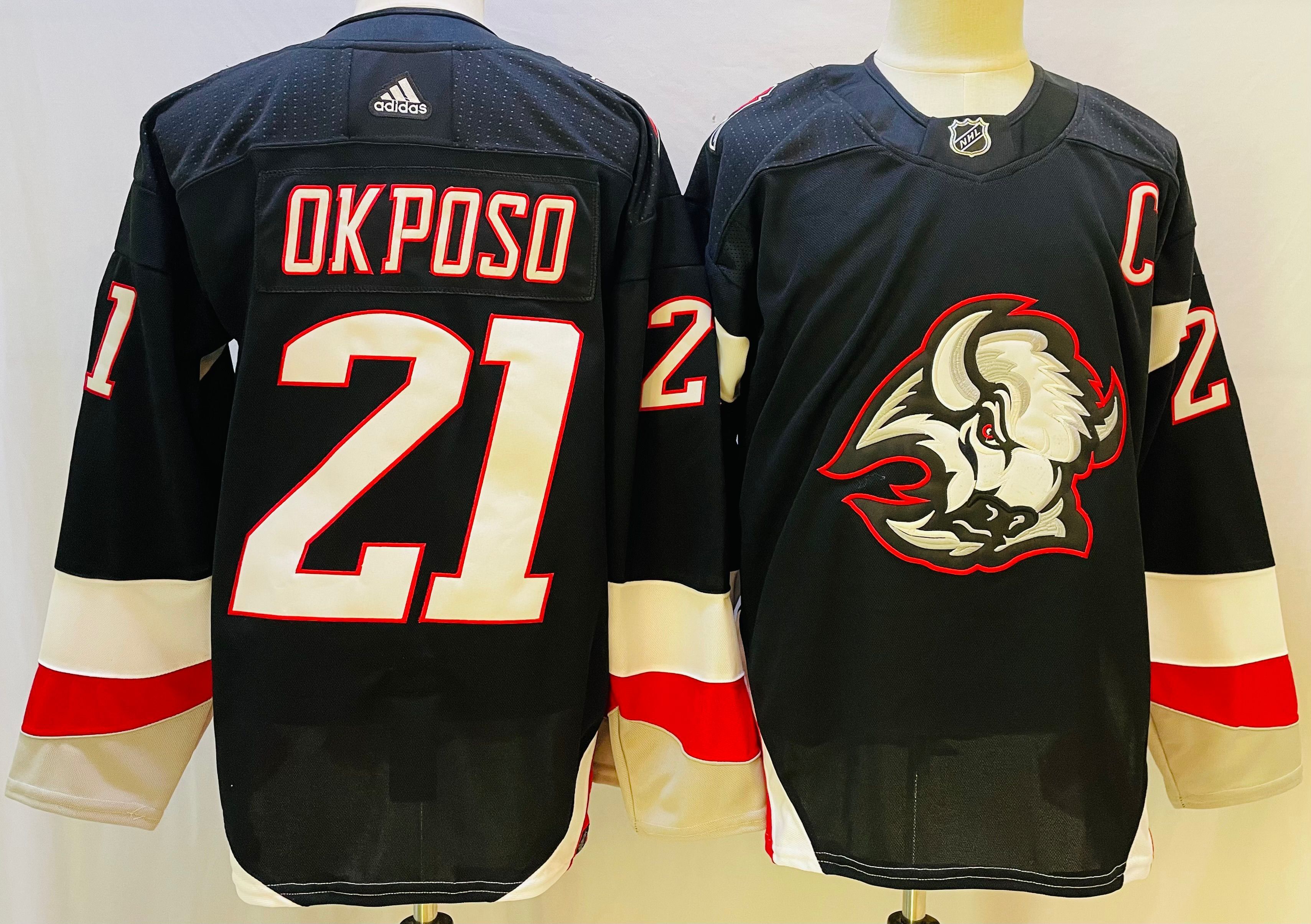 Men Buffalo Sabres #21 Okposo Black Throwback 2022 Adidas NHL Jersey